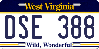 WV license plate DSE388