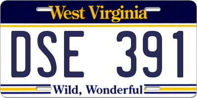 WV license plate DSE391