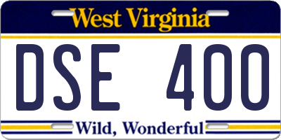 WV license plate DSE400