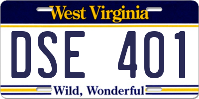 WV license plate DSE401