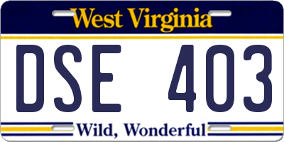 WV license plate DSE403