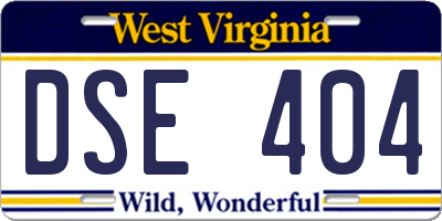 WV license plate DSE404