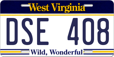 WV license plate DSE408