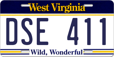 WV license plate DSE411