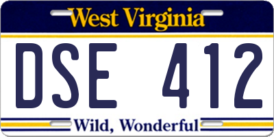 WV license plate DSE412