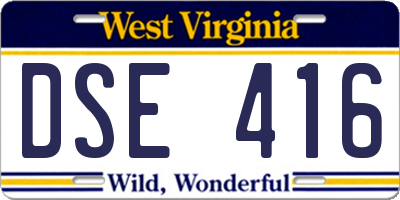 WV license plate DSE416
