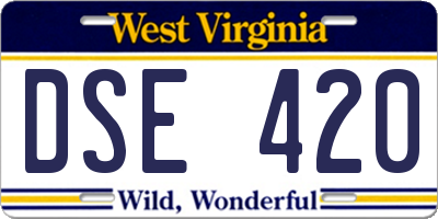WV license plate DSE420