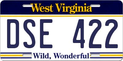 WV license plate DSE422