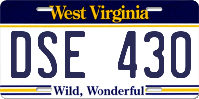 WV license plate DSE430