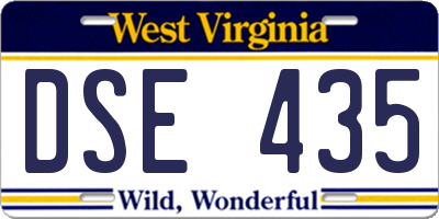 WV license plate DSE435