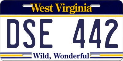 WV license plate DSE442