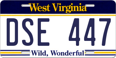 WV license plate DSE447