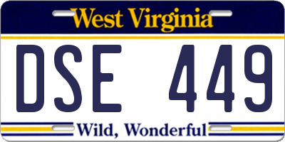 WV license plate DSE449