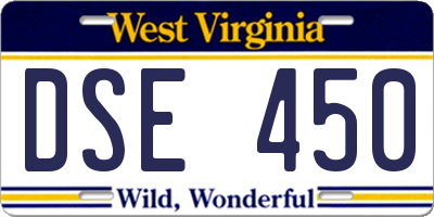 WV license plate DSE450
