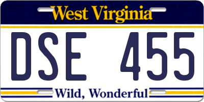 WV license plate DSE455