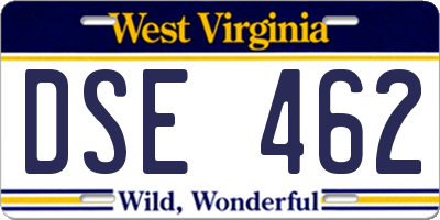 WV license plate DSE462
