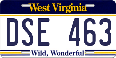 WV license plate DSE463