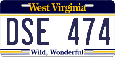 WV license plate DSE474