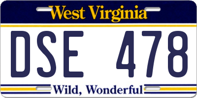 WV license plate DSE478