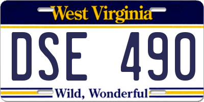 WV license plate DSE490