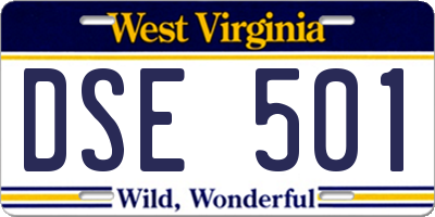WV license plate DSE501