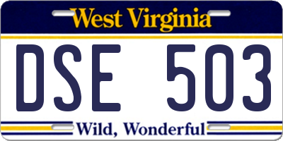 WV license plate DSE503