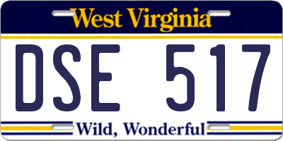 WV license plate DSE517