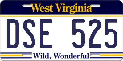 WV license plate DSE525
