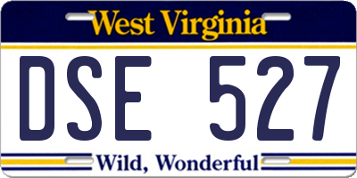 WV license plate DSE527