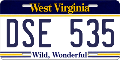WV license plate DSE535