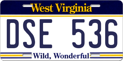 WV license plate DSE536