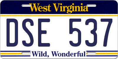 WV license plate DSE537