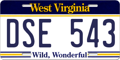 WV license plate DSE543