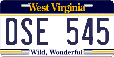 WV license plate DSE545