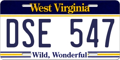 WV license plate DSE547