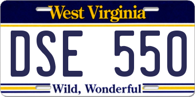 WV license plate DSE550