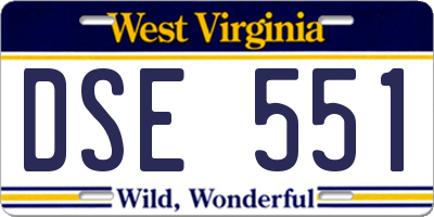 WV license plate DSE551