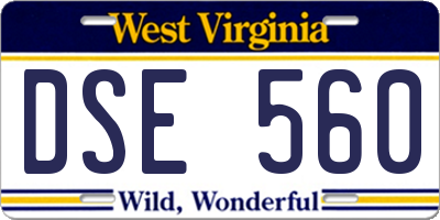 WV license plate DSE560