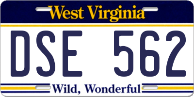 WV license plate DSE562
