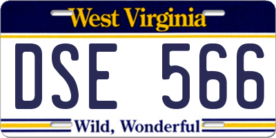 WV license plate DSE566