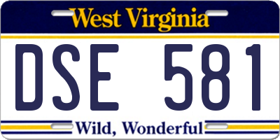 WV license plate DSE581