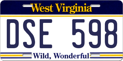 WV license plate DSE598