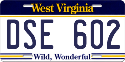 WV license plate DSE602