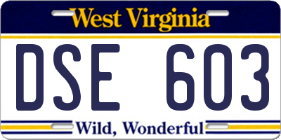 WV license plate DSE603