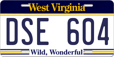 WV license plate DSE604