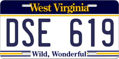 WV license plate DSE619