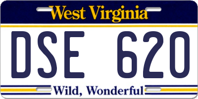 WV license plate DSE620