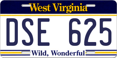 WV license plate DSE625