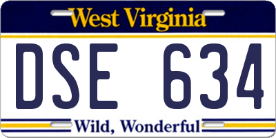 WV license plate DSE634