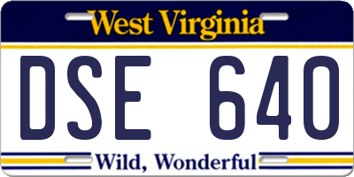 WV license plate DSE640